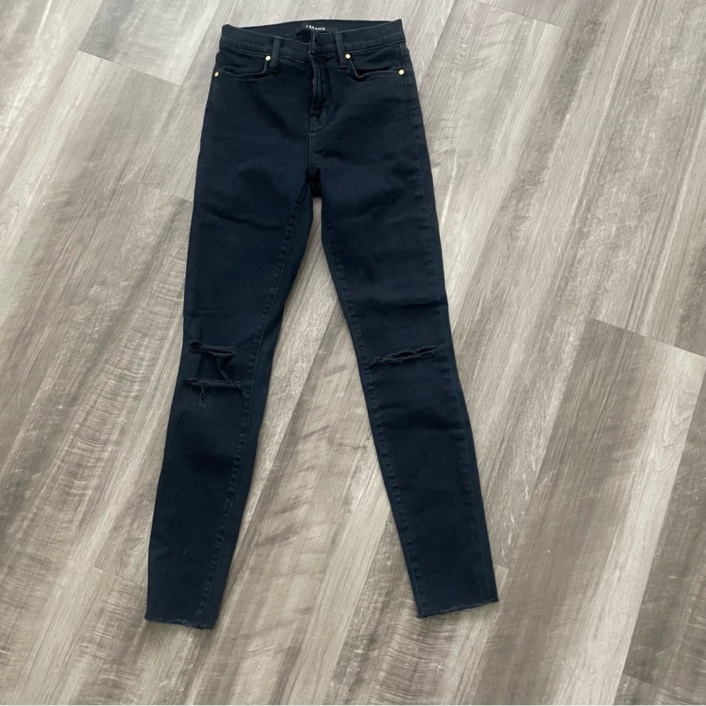 J Brand Alana 8227 Mid Rise Ankle Skinny, Blue Mercy - distressed knee